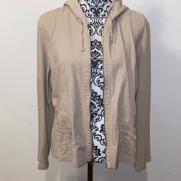 $3/$60 Zenergy by Chico’s Beige Utility Jacket with Hood Size 2 / Large - Picture 4 of 11
